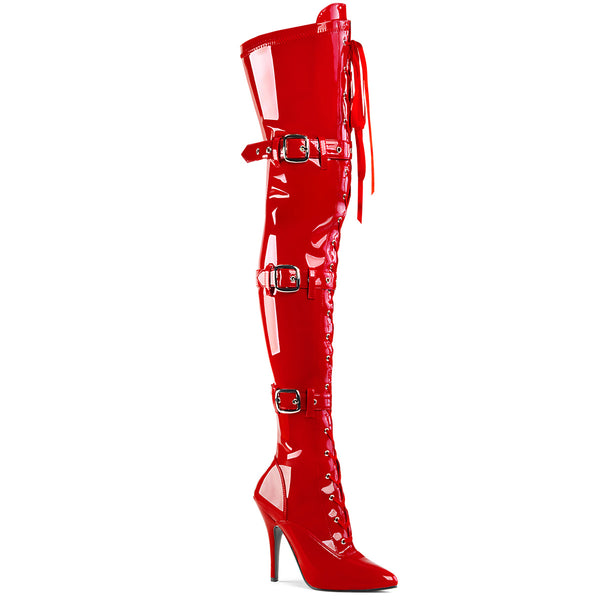 SEDUCE-3028 Overknee Stiefel Lack Rot von Pleaser