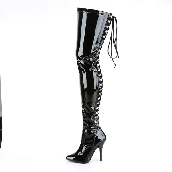 SEDUCE-3063 Overknee Stiefel Schwarz Lack | Pleaser