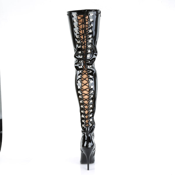 SEDUCE-3063 Overknee Stiefel Schwarz Lack | Pleaser