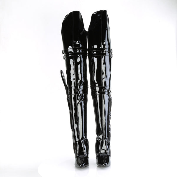 SEDUCE-3080 Overknee Stiefel mit Peitsche - Schwarz lack von Pleaser High Heels – Ansicht 2