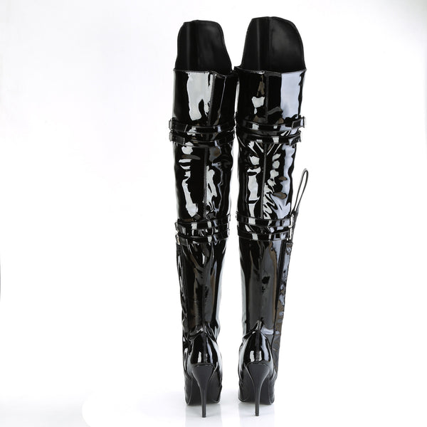 SEDUCE-3080 Overknee Stiefel mit Peitsche - Schwarz lack von Pleaser High Heels – Ansicht 4