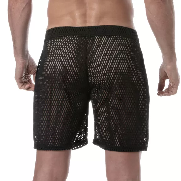 Herren Long Shorts Transparent Mesh - Leicht & Atmungsaktiv schwarz | TOF Paris