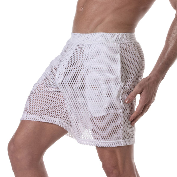 Herren Long Shorts Transparent Weiß - Leicht & Atmungsaktiv | TOF Paris
