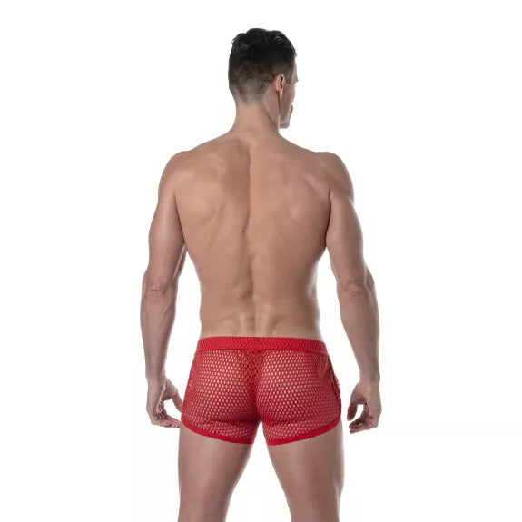 Herren Mini Shorts Rot - Atmungsaktive Mesh Shorts mit Retro-Style | TOF Paris