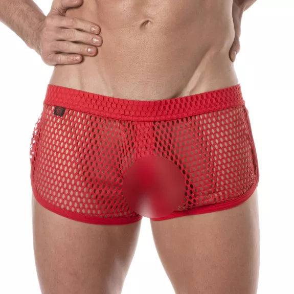 Herren Mini Shorts Rot - Atmungsaktive Mesh Shorts mit Retro-Style | TOF Paris