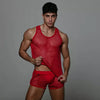 Tank Top Herren Mesh Rot - Atmungsaktiv & Clubwear-Style | TOF Paris