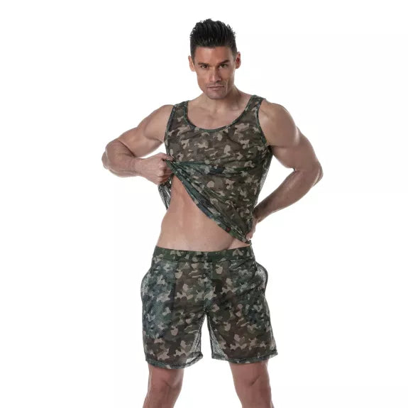 Herren Tank Top Camouflage Mesh - Atmungsaktiv & Stylisch | TOF Paris