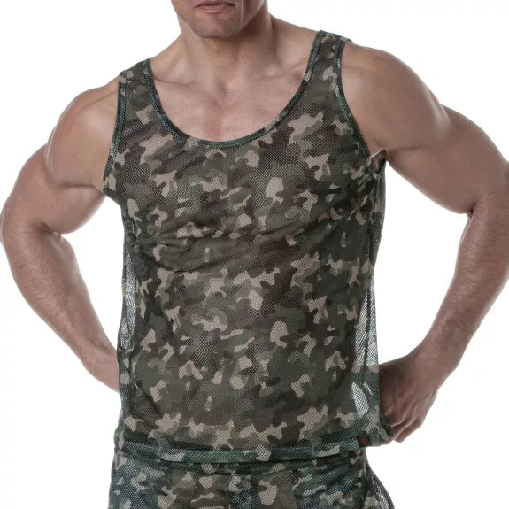 Herren Tank Top Camouflage Mesh - Atmungsaktiv & Stylisch | TOF Paris