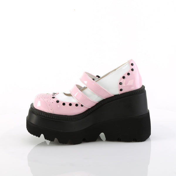 SHAKER-27 Plateau Schuhe mit Riemchen - Rosa Lack von DemoniaCult – Ansicht 3