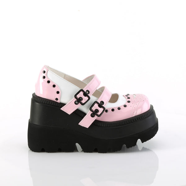 SHAKER-27 Plateau Schuhe mit Riemchen - Rosa Lack von DemoniaCult – Ansicht 5