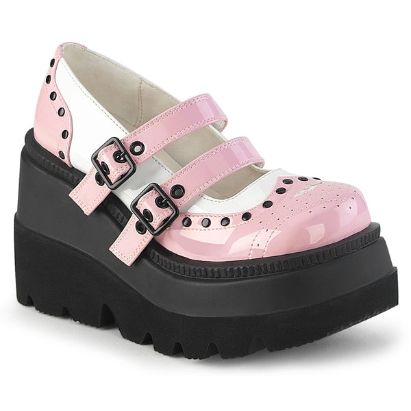 SHAKER-27 Plateau Schuhe mit Riemchen - Rosa Lack von DemoniaCult