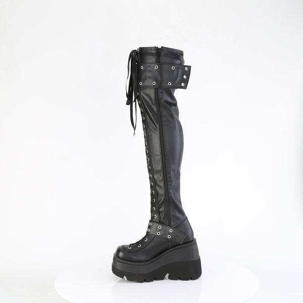 SHAKER-325 Plateau Overknee Stiefel Schwarz EUR 37 | DemoniaCult SALE