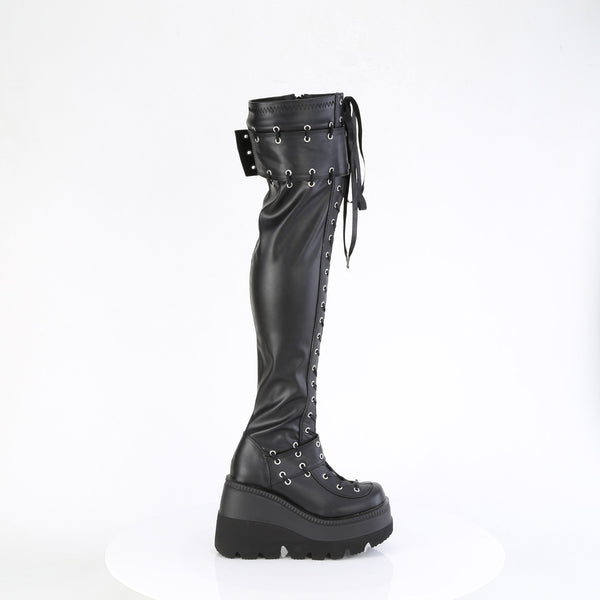 SHAKER-325 Plateau Overknee Stiefel Schwarz EUR 37 | DemoniaCult SALE