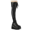 SHAKER-325 Plateau Overknee Stiefel Schwarz von DemoniaCult