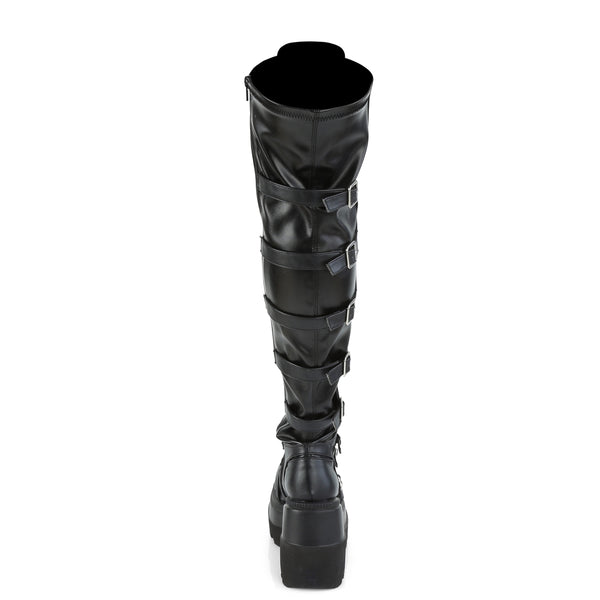 SHAKER-350 Plateau Overknee Stiefel schwarz matt Schnürung von DemoniaCult – Ansicht 4