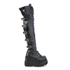 SHAKER-350 Plateau Overknee Stiefel schwarz matt Schnürung von DemoniaCult – Ansicht 5