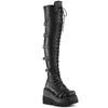SHAKER-350 Plateau Overknee Stiefel schwarz matt Schnürung von DemoniaCult