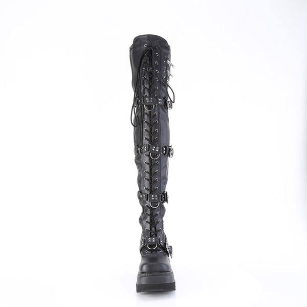 SHAKER-420 Plateau Overknee Stiefel Schwarz Matt von DemoniaCult – Ansicht 2