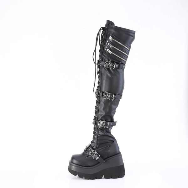 SHAKER-420 Plateau Overknee Stiefel Schwarz Matt von DemoniaCult – Ansicht 3