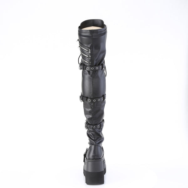 SHAKER-420 Plateau Overknee Stiefel Schwarz Matt von DemoniaCult – Ansicht 4