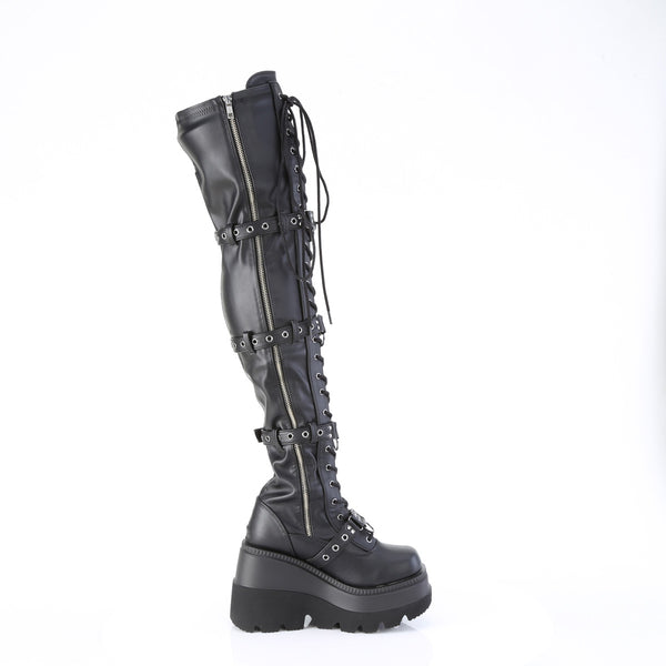 SHAKER-420 Plateau Overknee Stiefel Schwarz Matt von DemoniaCult – Ansicht 5