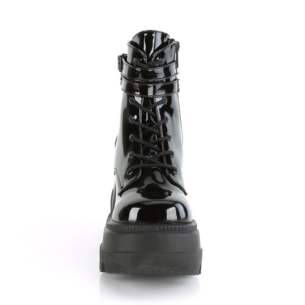 SHAKER-52 Plateau Stiefeletten schwarz Lack Schnürung von DemoniaCult – Ansicht 2