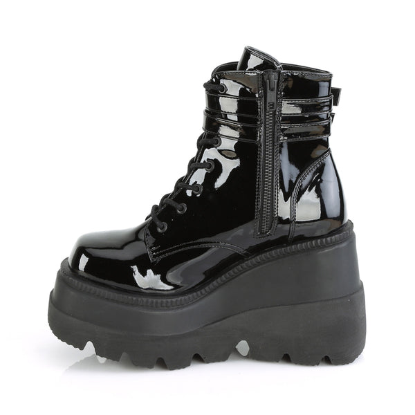 SHAKER-52 Plateau Stiefeletten schwarz Lack Schnürung von DemoniaCult – Ansicht 3