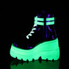 SHAKER-52 Plateau Stiefeletten schwarz grün fluoreszierend Schnürung UV von DemoniaCult – Ansicht 3