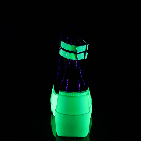 SHAKER-52 Plateau Stiefeletten schwarz grün fluoreszierend Schnürung UV von DemoniaCult – Ansicht 4
