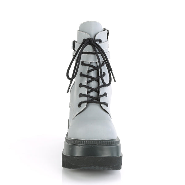 SHAKER-52 Plateau Stiefeletten grau fluoreszierend Schnürung von DemoniaCult – Ansicht 2