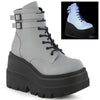 SHAKER-52 Plateau Stiefeletten grau fluoreszierend Schnürung von DemoniaCult