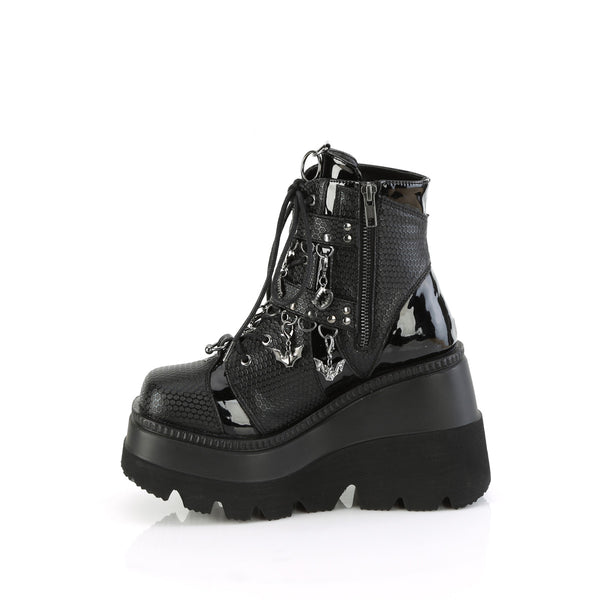 SHAKER-66 Plateau Stiefeletten mit Fledermäusen - Schwarz von Demonia – Ansicht 3
