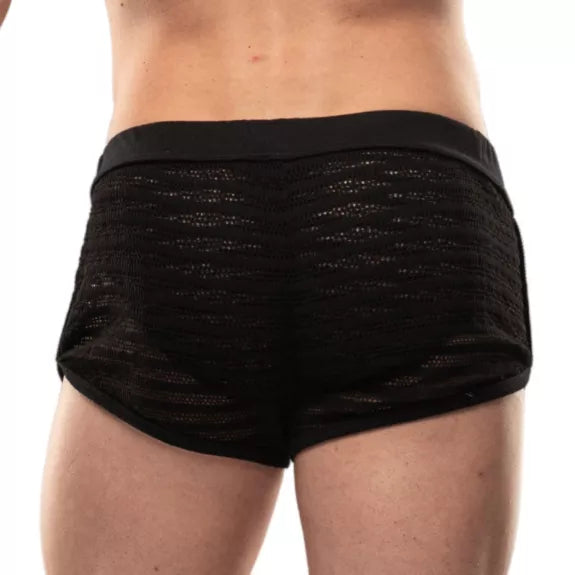 Shorts Sheer Mykonos Schwarz - Sexy High-Cut mit Rippbund | TOF Paris