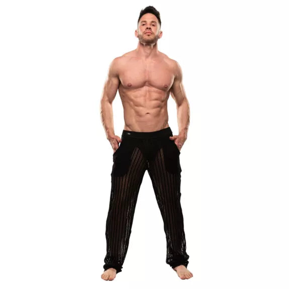 Hose leicht und luftig - Low-Rise, ausgestellter Schnitt, große Taschen - Schwarz| TOF Paris