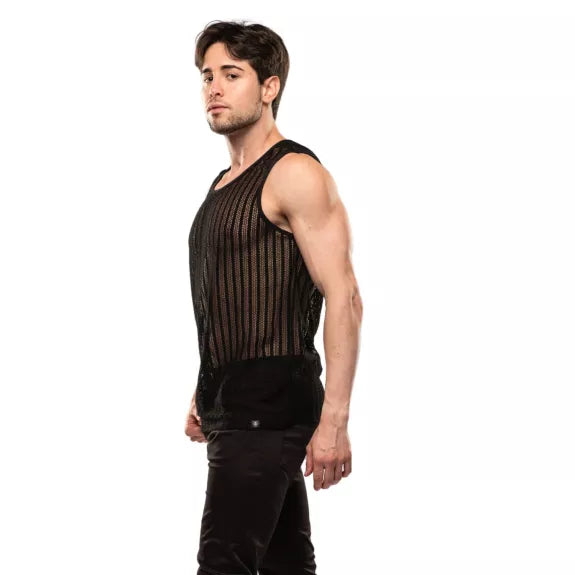 Tanktop aus Spitze mit Häkel-Optik - Elegant und leicht - Schwarz | TOF Paris
