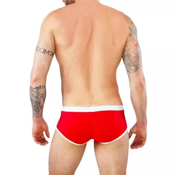 Rote aufregende Badeshorts für verlockende Stunden am Pool von TOF Paris – Ansicht 6