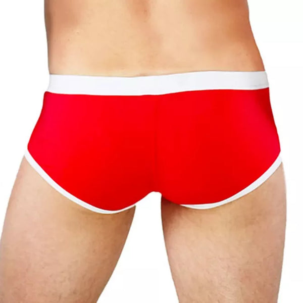 Rote aufregende Badeshorts für verlockende Stunden am Pool von TOF Paris – Ansicht 5