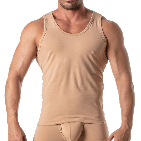 Tanktop Herren Beige - Körpernah & Atmungsaktiv für Sommer | TOF Paris