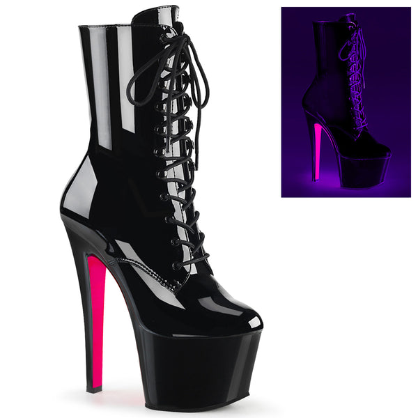 SKY-1020TT Plateau Stiefeletten Lack Schwarz UV von Pleaser