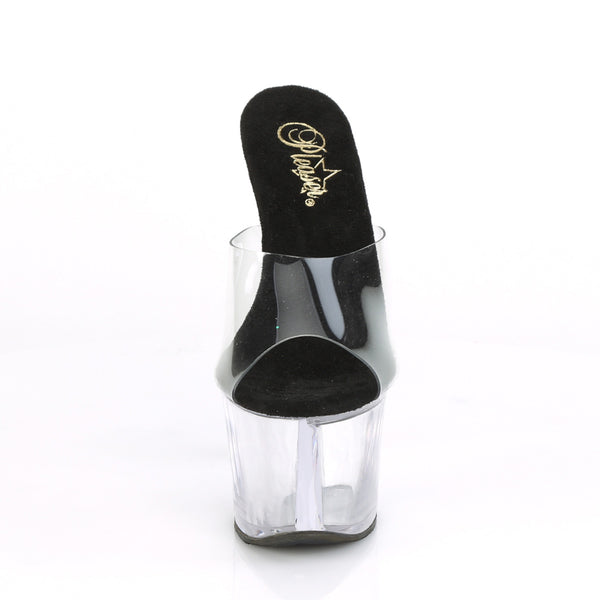 SKY-301 Plateau Pantoletten Schwarz/Transparent | Pleaser SALE