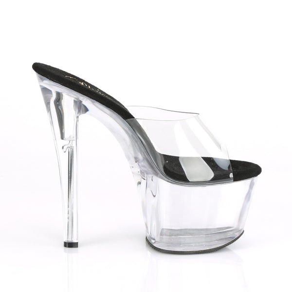 SKY-301 Plateau Pantoletten Schwarz/Transparent | Pleaser SALE
