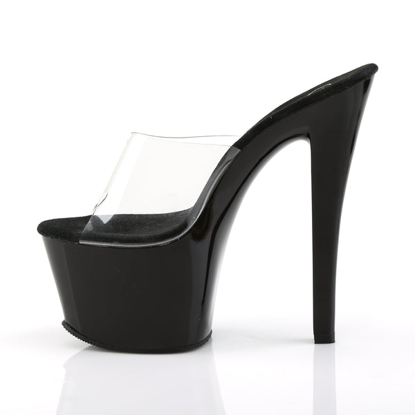 SKY-301 Plateau Pantoletten Transparent/Schwarz von Pleaser – Ansicht 3