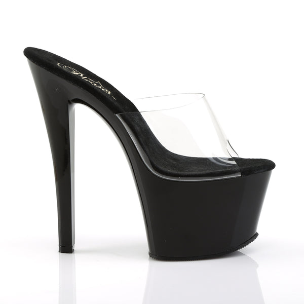 SKY-301 Plateau Pantoletten Transparent/Schwarz von Pleaser – Ansicht 5