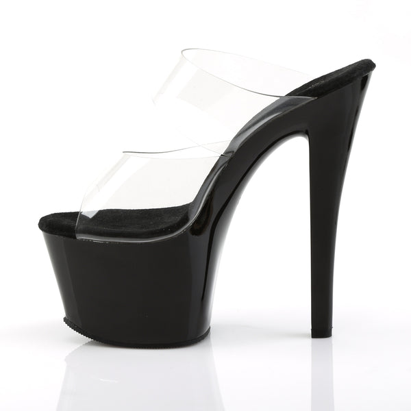 SKY-302 Plateau Pantoletten Transparent/Schwarz von Pleaser – Ansicht 3