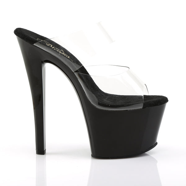 SKY-302 Plateau Pantoletten Transparent/Schwarz von Pleaser – Ansicht 5