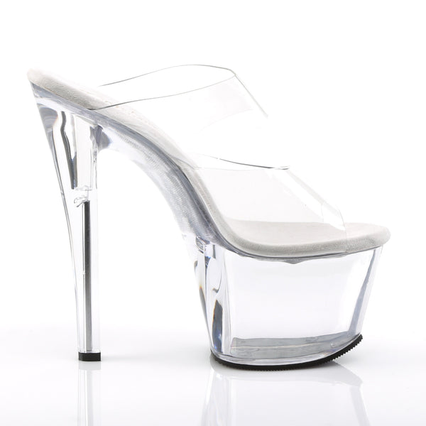 SKY-302 Plateau Pantoletten Transparent | Pleaser