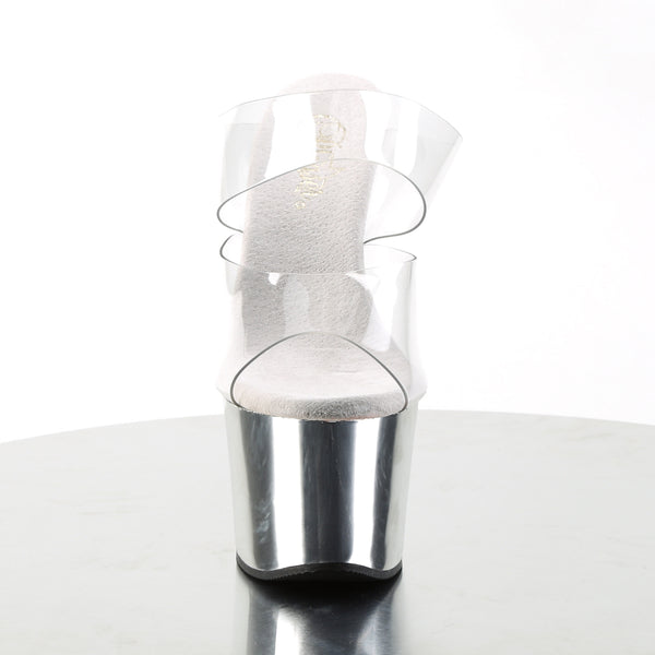 SKY-302 Plateau Pantoletten Transparent/Chrom von Pleaser – Ansicht 2