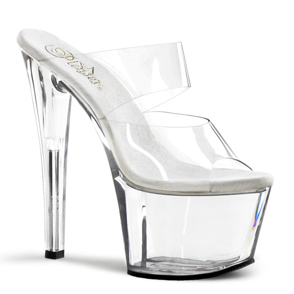 SKY-302 Plateau Pantoletten Transparent | Pleaser