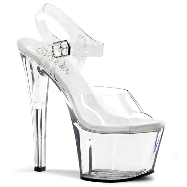 SKY-308 Plateau Sandaletten Transparent/Weiß | Pleaser