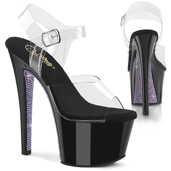 SKY-308CRS Plateau Sandaletten Schwarz Lack mit Nieten von Pleaser